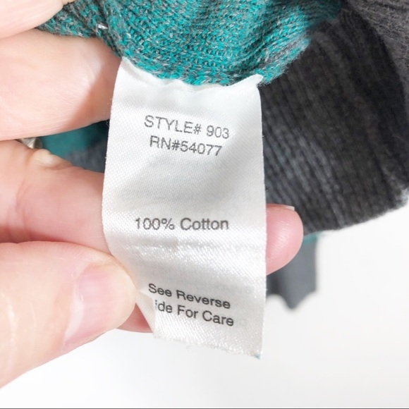 CAbi 🔥SALE🔥 CAbi green polka dot with gray trim button front cardigan. LH - Picture 7 of 8